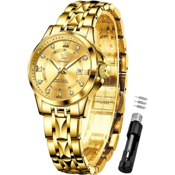 Gold Watch for Women Dress Analog Small Female Watch Stainless Steel